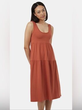 NWT Tentree Organic Cotton Daytrip Reversible Dress tiered midi Women S